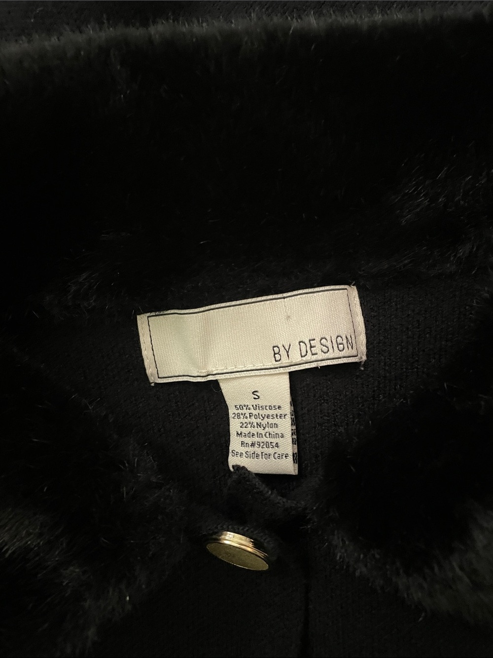 BY DESIGN Black Faux Fur Collar Button Cardigan Size S - Picture 8 of 8